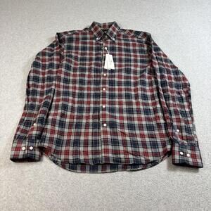 John Henric Shirt Men Smal 15/38 Red Plaid Flannel Button Down Academia Heritage